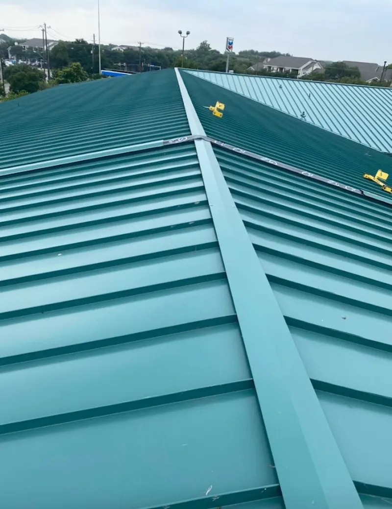 Green commercial metal roof ridge and valley for Metal Roof Repair in Chandler
